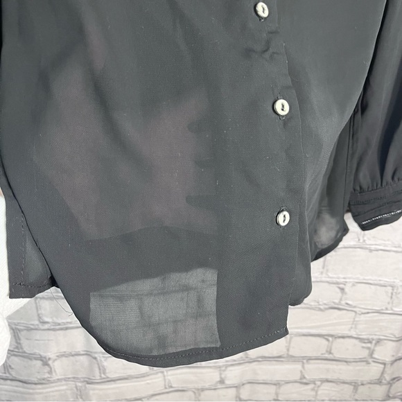 >🌼3/$30🌼Lime Light Black Button Down Blouse Size Small - Picture 7 of 15